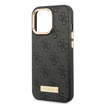 Etui Guess 4G Logo Plate MagSafe na iPhone 13 Pro Max - czarne