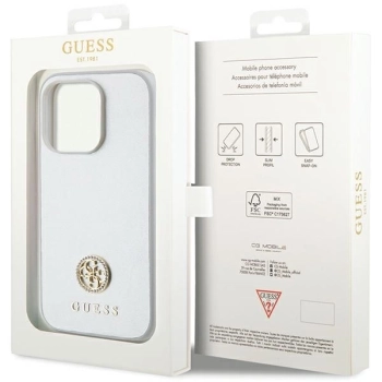 Etui Guess Strass Metal Logo na iPhone 15 Pro - srebrne