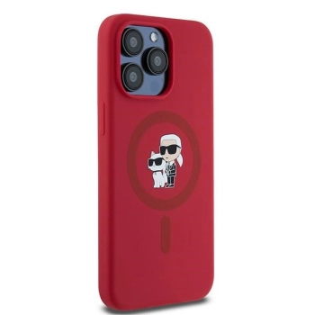 Etui Karl Lagerfeld Silicone Karl&Choupette Ring MagSafe na iPhone 15 Pro Max - czerwone