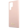 Etui Guess Silicone Script Metal Logo na Samsung Galaxy S23 Ultra - różowe