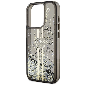 Etui Guess Liquid Glitter Gold Stripes na iPhone 15 Pro Max - czarne