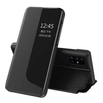 Eco Leather View Case elegancki futerał etui z klapką i funkcją podstawki Huawei P40 Lite E czarny