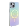 Etui Guess IML Iridescent MagSafe do iPhone 15 - turkusowe