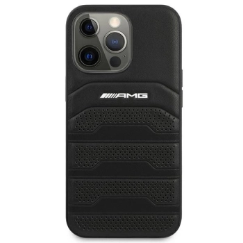 Etui AMG Leather Debossed Lines na iPhone 14 Pro Max - czarne