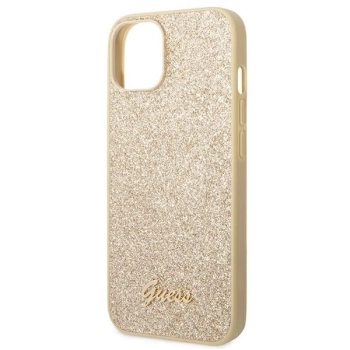 Etui Guess Glitter Script na iPhone 14 Plus - złote