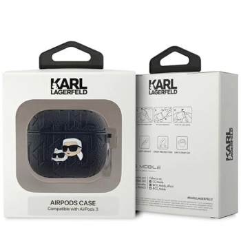 Etui Karl Lagerfeld Monogram Karl & Choupette Head na AirPods 3 - czarne