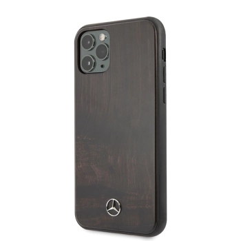 Etui Mercedes Wood Line Rosewood na iPhone 11 Pro Max - brązowe