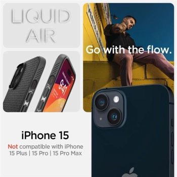 Etui Spigen Liquid Air na iPhone 15 - czarny mat