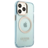 Etui Guess Gold Outline Translucent MagSafe na iPhone 13 Pro Max - niebieskie