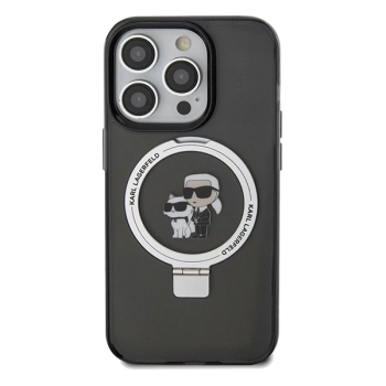 Etui Karl Lagerfeld Ring Stand Karl&Choupettte MagSafe na iPhone 14 Pro - czarne