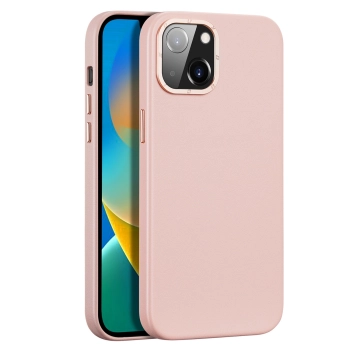 Dux Ducis Grit skórzane etui do iPhone 14 elegancki pokrowiec ze sztucznej skóry (kompatybilne z MagSafe) różowy