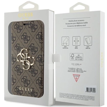Etui Guess 4G Metal Logo na iPhone 15 Pro Max - brązowe
