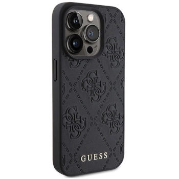Etui Guess Leather 4G Stamped na iPhone 15 Pro Max - czarne