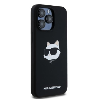 Etui Karl Lagerfeld Silicone Choupette Head MagSafe na iPhone 15 Pro Max - czarne