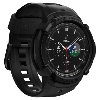 Etui z paskiem Spigen Rugged Armor Pro na Samsung Galaxy Watch 4 Classic 46 mm - czarny mat