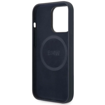 Etui BMW Silicone Metal Logo MagSafe na iPhone 14 Pro - granatowe