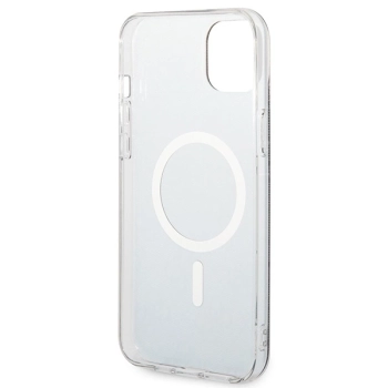 Etui Guess 4G Print MagSafe na iPhone 14 + ładowarka indukcyjna - czarne