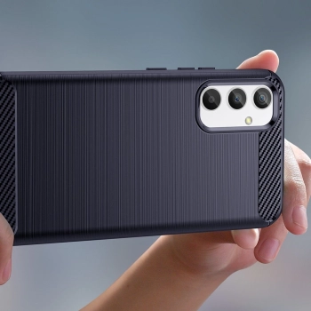Carbon Case etui do Samsung Galaxy A54 5G elastyczny silikonowy karbonowy pokrowiec niebieskie