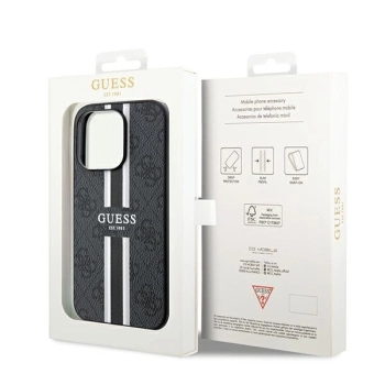 Etui Guess 4G Printed Stripes MagSafe na iPhone 15 Pro - czarne