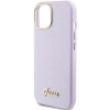 Etui Guess Glitter Glossy Script do iPhone 15 - liliowe