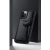Nillkin Aoge Leather Case elastyczne pancerne etui z prawdziwej skóry z kieszonką iPhone 12 mini czarny