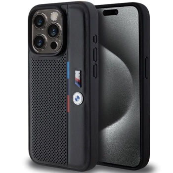 Etui BMW Perforated Tricolor Line na iPhone 15 Pro Max - czarne