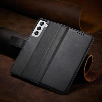 Magnet Case elegancki futerał etui pokrowiec z klapką i funkcją podstawki Samsung Galaxy S22 Ultra czarny