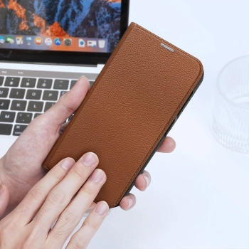 Dux Ducis Skin X2 etui Samsung Galaxy S23 pokrowiec z klapką portfel podstawka brązowe