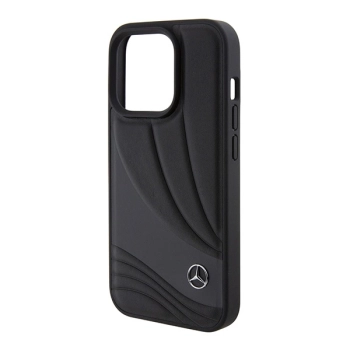 Etui Mercedes Leather Wave Patern na iPhone 15 Pro Max - czarne