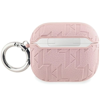 Etui Karl Lagerfeld Monogram Karl & Choupette Head na AirPods 3 - różowe