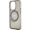 Etui Guess IML Flowers Wreath MagSafe na iPhone 15 Pro - czarne