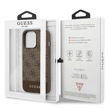 Etui Guess 4G Stripe Collection na iPhone 13 Pro / iPhone 13 - brązowe
