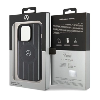Etui Mercedes Stripes Pattern Leather MagSafe na iPhone 15 Pro Max - czarne