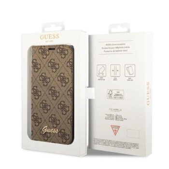Etui Guess 4G Vintage Gold Logo na iPhone 14 Pro - brązowe