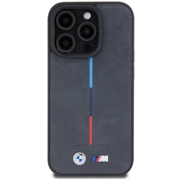 Etui BMW M Quilted Tricolor MagSafe na iPhone 15 Pro - szare