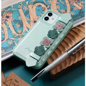 Kingxbar Sweet Series żelowe etui ozdobione oryginalnymi Kryształami Swarovskiego z podstawką iPhone 12 mini czarny