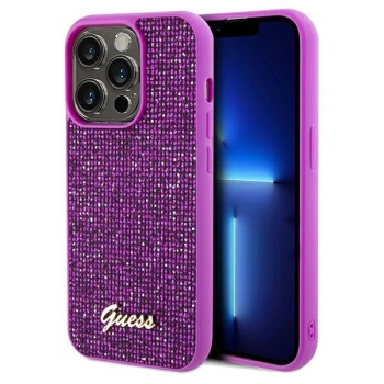 Etui Guess Disco Metal Script na iPhone 14 Pro - fuksjowe