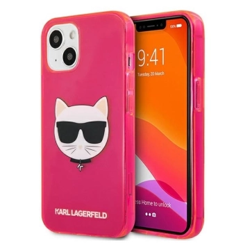 Etui Karl Lagerfeld Glitter Choupette Fluo na iPhone 13 mini - różowe