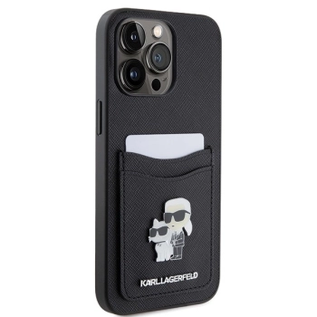 Etui Karl Lagerfeld Saffiano Cardslot KC Metal Pin do iPhone 15 Pro Max - czarne