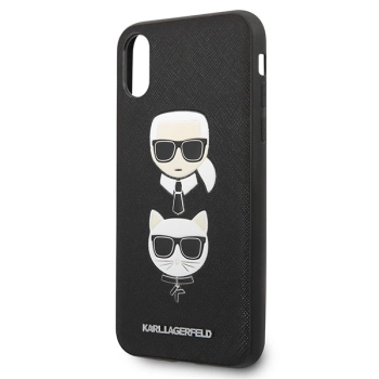 Etui Karl Lagerfeld Saffiano Karl&Choupette Head na iPhone X/XS - czarne