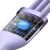 Baseus Flash Series Ⅱ kabel 3w1 do szybkiego ładowania USB-A do USB-C / Micro-USB / Lightning 66W 480Mb/s 1.2m fioletowy