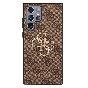 Etui Guess 4G Big Metal Logo na Samsung Galaxy S22 Ultra - brązowe