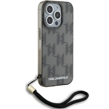 Etui Karl Lagerfeld IML Mono KL Pattern & Cord na iPhone 15 Pro - czarne