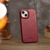 iCarer CE Oil Wax Premium Leather Folio Case skórzane etui iPhone 14 z klapką magnetyczne MagSafe czerwony (AKI14220705-RD)