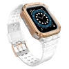 Protect Strap Band opaska z etui do Apple Watch 7 / 6 / 5 / 4 / 3 / 2 / SE (45 / 44 / 42mm) obudowa pancerny pokrowiec na zegarek przezroczysty / różo