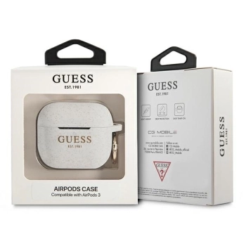 Etui Guess Silicone Glitter na AirPods 3 - białe
