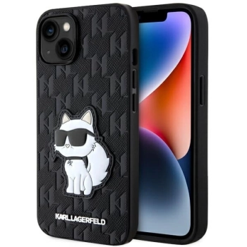 Etui Karl Lagerfeld Saffiano Monogram Choupette na iPhone 14 - czarne