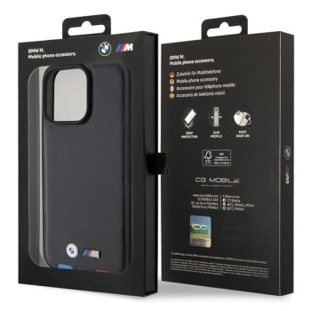 Etui BMW Leather Stamp Tricolor do iPhone 15 Pro Max - czarne