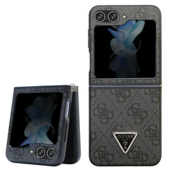Etui Guess Leather 4G Diamond Triangle na Samsung Galaxy Z Flip 5 - czarne