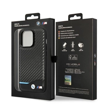 Etui BMW Leather Carbon na iPhone 14 Pro Max - czarne